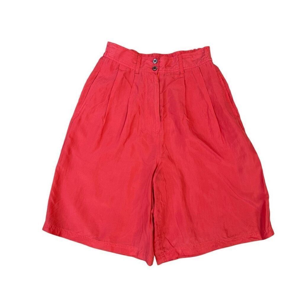 Baccini vintage 100%silk women’s high waist shorts pink size S
